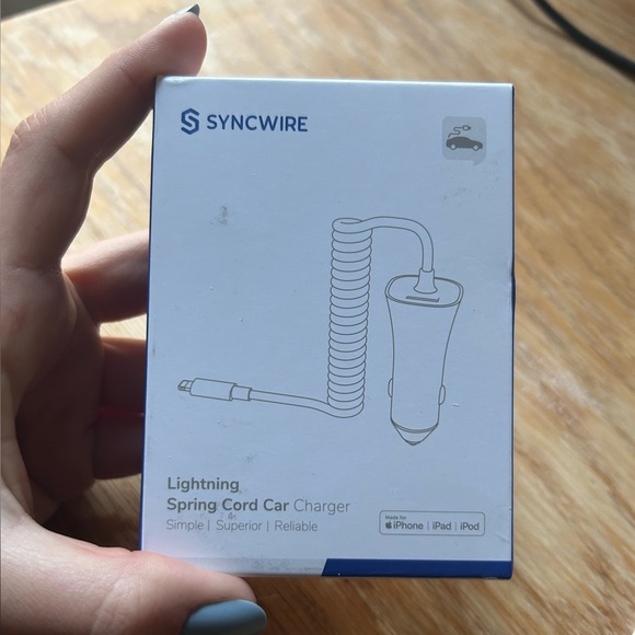 Syncwire 4.8A/24W Car Charging Adapter Built-in Coiled Cable - iPhone - Picture 1 of 4